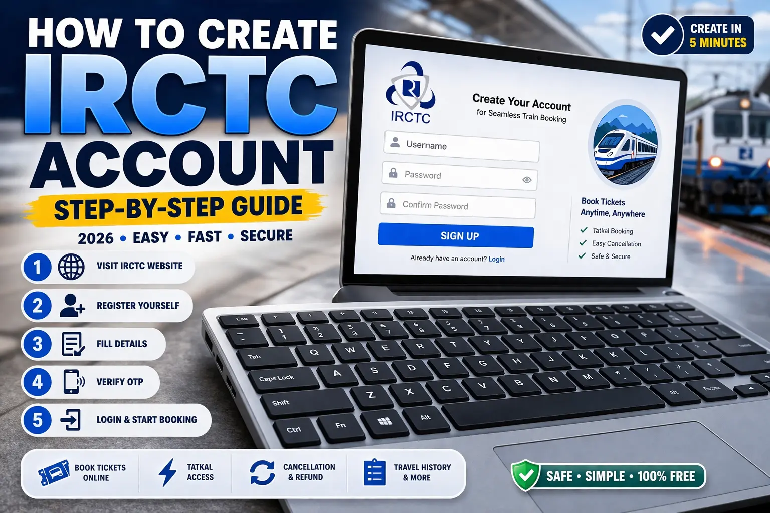 create IRCTC account IRCTC registration process IRCTC new account signup IRCTC account step by step create IRCTC account step by step